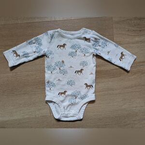 Carter's Little Planet Horse Print Cream and Brown One Piece - Organic Cotton